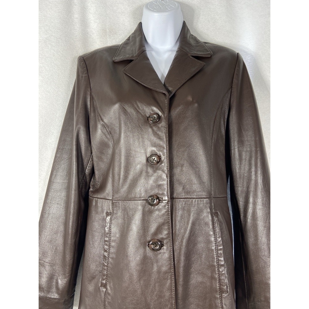 Croft & Barrow Jacket Women's Small Brown 100% Lambskin Leather Long Sleeve - Picture 2 of 12